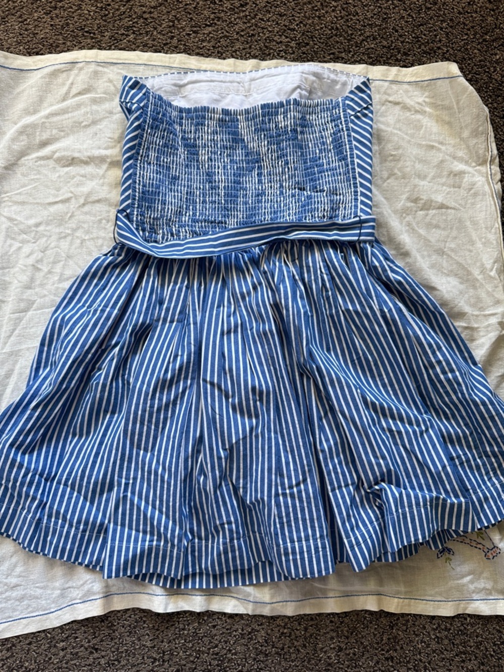 Abercrombie & Fitch Blue and White Strapless Striped Dress - Picture 2 of 3